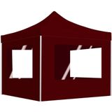 vidaXL Partytent inklapbaar met wanden 2x2 m aluminium bordeauxrood