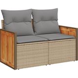 vidaXL 5-delige Loungeset met kussens poly rattan beige