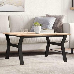 vidaXL Salontafel Y-frame 80x80x45 cm massief grenenhout en staal