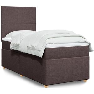 vidaXL Boxspring met matras stof donkerbruin 90x190 cm