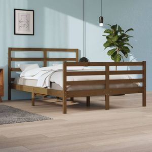 VidaXL Bedframe Massief Grenenhout Honingbruin 160x200 cm