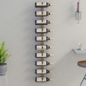 vidaXL-Wijnrek-voor-10-flessen-wandmontage-metaal-goudkleurig