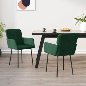 VidaXL Eetkamerstoelen 2 st. Fluweel Donkergroen