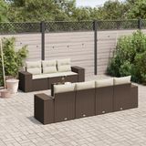 vidaXL 8-delige Loungeset met kussens poly rattan bruin