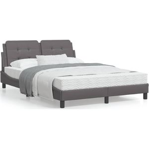 vidaXL Bed met matras kunstleer grijs 140x200 cm