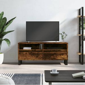 VidaXL Tv-meubel 100x34,5x44,5 cm - Bewerkt Hout - Gerookt Eikenkleurig