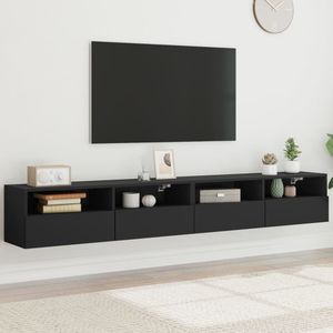 vidaXL Tv-wandmeubels 2 st 100x30x30 cm bewerkt hout zwart