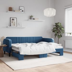 vidaXL Slaapbank met onderschuifbed 80x200 cm fluweel blauw