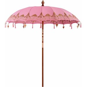 vidaXL Parasol Roze (210-220) x 260 cm Katoen en massief hout