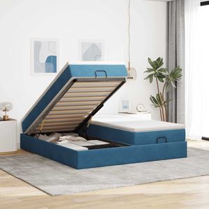 vidaXL Ottoman bed met matrassen 200x200cm fluweel donkerblauw