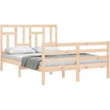 vidaXL Bedframe met hoofdbord massief hout