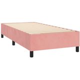 vidaXL Boxspring met matras fluweel roze 90x200 cm