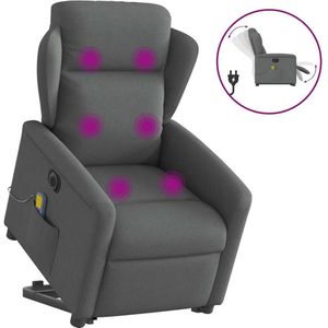 vidaXL Sta-op-massagestoel - Donkergrijs - Stof - Elektrisch Verstelbaar
