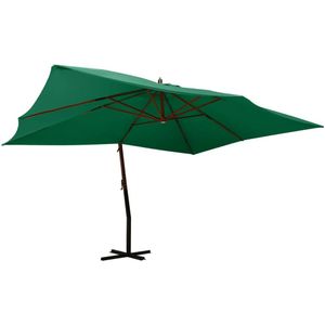 VidaXL Zweefparasol Houten Paal 400x300 cm Groen