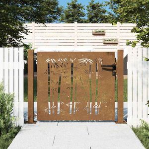 vidaXL - Poort - 105x105 - cm - bamboe-ontwerp - cortenstaal