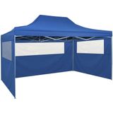 VidaXL Vouwtent Pop-up 3x4,5m Blauw + 4 Zijwanden