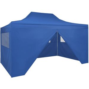 vidaXL Vouwtent pop-up met 4 zijwanden 3x4,5 m blauw