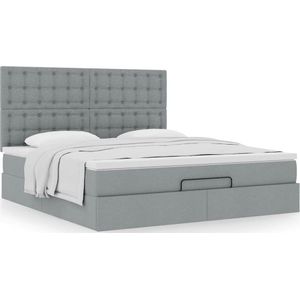 vidaXL Ottoman bed met matras 160x200cm stof lichtgrijs