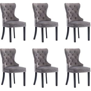 vidaXL Eetkamerstoelen 6 st fluweel grijs