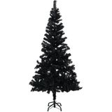 vidaXL Kunstkerstboom met verlichting en kerstballen 210 cm PVC zwart