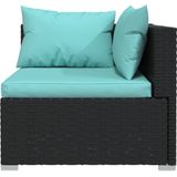 VidaXL 7-Delige Loungeset met Kussens - Poly Rattan Zwart