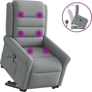 vidaXL Sta-op-massagestoel verstelbaar stof lichtgrijs