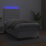vidaXL Boxspring met matras en LED kunstleer wit 90x190 cm
