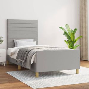 vidaXL Bedframe met hoofdbord stof lichtgrijs 80x200 cm