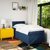 vidaXL Boxspring met matras stof blauw 90x200 cm