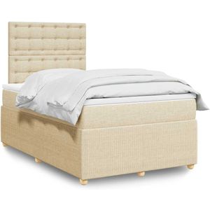 vidaXL Boxspring met matras stof crèmekleurig 120x190 cm