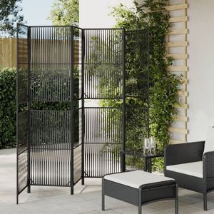 vidaXL-Kamerscherm-6-panelen-poly-rattan-zwart