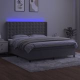 vidaXL Boxspring met matras en LED fluweel lichtgrijs 160x200 cm