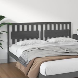 vidaXL - Hoofdbord - 185,5x4x100 - cm - massief - grenenhout - grijs