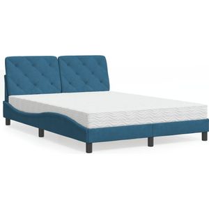 vidaXL Bed met matras fluweel blauw 120x200 cm