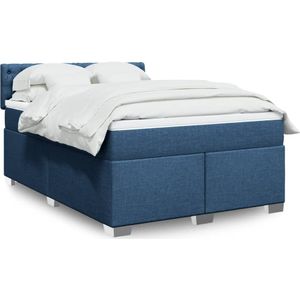 vidaXL - Boxspring - met - matras - stof - blauwx200 - cm