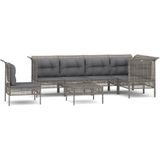 vidaXL 7-delige Loungeset met kussens poly rattan grijs