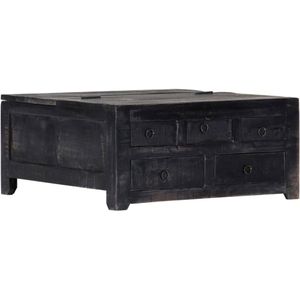 vidaXL Salontafel 65x65x30 cm massief mangohout zwart