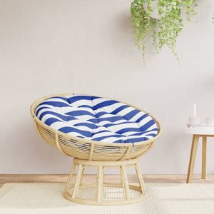 vidaXL Zitkussen rond gestreept Ø 100x11 cm oxford stof blauw wit
