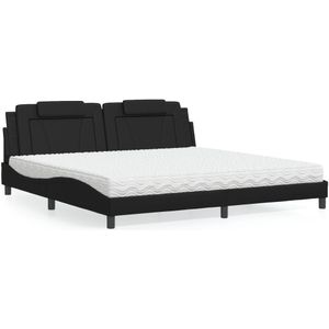 vidaXL Bed met matras kunstleer zwart 200x200 cm