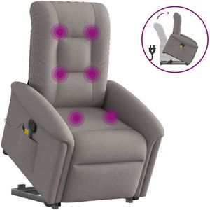 vidaXL Sta-op-massagestoel verstelbaar stof taupe