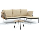 3-Delige Loungeset Hinke Met Kussens Poly Rattan Beige