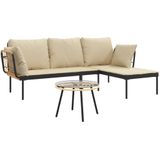 3-Delige Loungeset Hinke Met Kussens Poly Rattan Beige