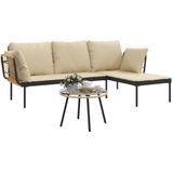 3-Delige Loungeset Hinke Met Kussens Poly Rattan Beige