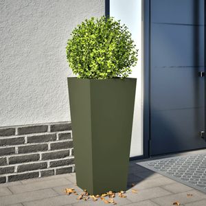 vidaXL Plantenbak 35x35x75 cm staal olijfgroen