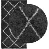 vidaXL-Vloerkleed-shaggy-hoogpolig-modern-80x150-cm-zwart-en-crème
