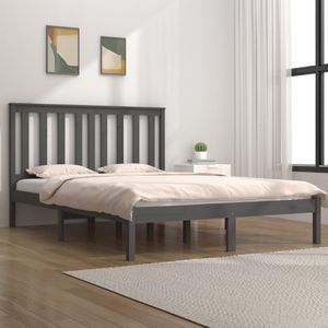 VidaXL Bedframe Massief Grenenhout Grijs 150x200 cm 5FT King Size