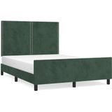 vidaXL Bedframe met hoofdeinde fluweel donkergroen 140x200 cm