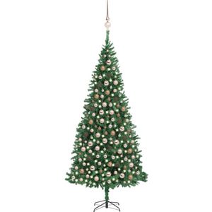 vidaXL Kunstkerstboom met verlichting en kerstballen 300 cm groen