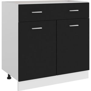 vidaXL - Onderkast - Zwart - Bewerkt Hout - 1 Lade en 2 Schappen