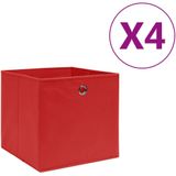 vidaXL Opbergboxen 4 st 28x28x28 cm nonwoven stof rood